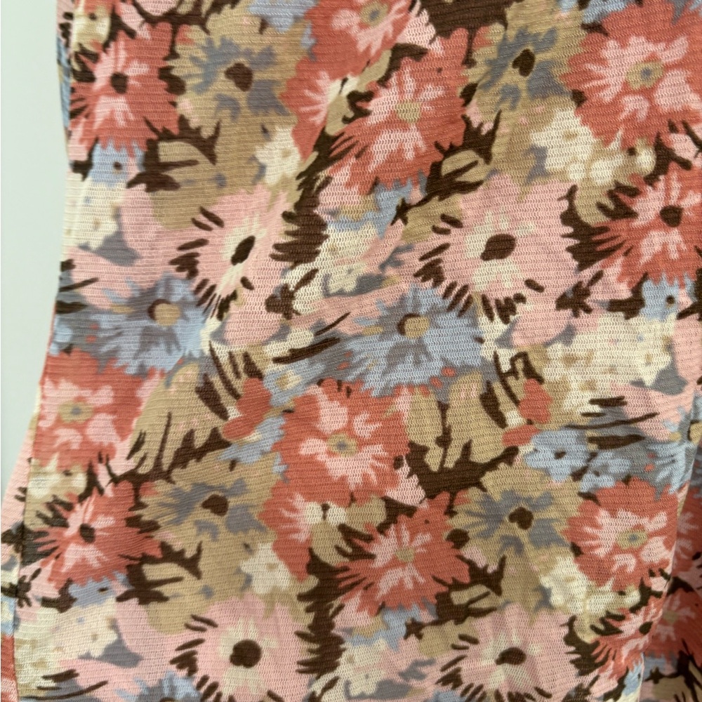 Vintage Y2K Floral Lettuce Hem Mesh Fitted Stretchy Top Size Large - Picture 8 of 15